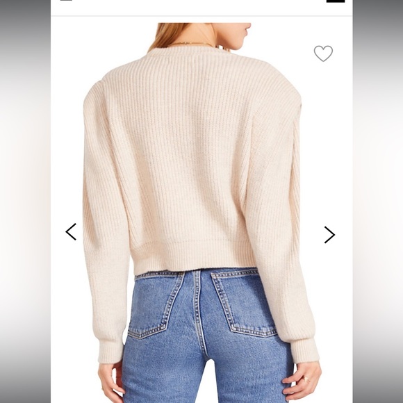 Cropped long sleeve knit Future Nostalgia sweater with shoulder tucks - Picture 3 of 3